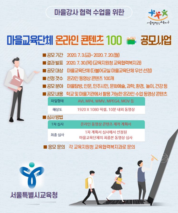 서울시교육청, 마을·교육단체 온라인 콘텐츠 공모 사업 실시