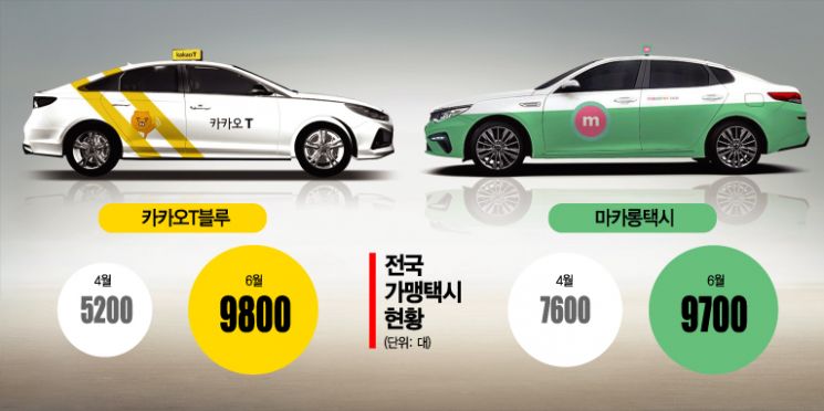 프랜차이즈 택시 전성시대…카카오T블루 1만대 육박