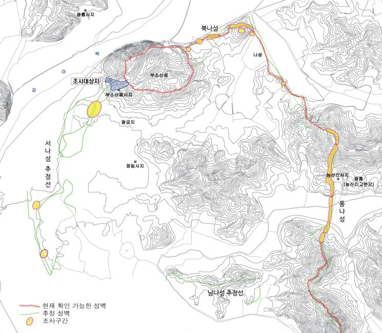 부여 나성 조사현황도[사진=문화재청 제공]