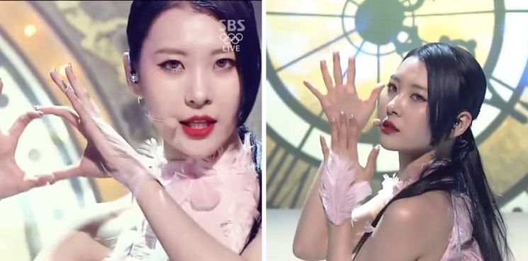 치명적인 '보름달' 메이크업. 사진=SBS '인기가요' 화면
