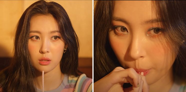 여러 컬러 활용이 돋보이는 '가시나' 메이크업. 사진=가시나 뮤직비디오