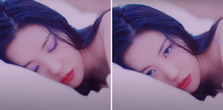 유니크한 메이크업. 사진='보라빛 밤' 뮤직비디오