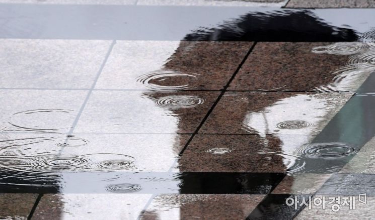 전국에 장맛비가 내린 13일 서울 세종대로에서 우산을 쓴 시민들이 발걸음을 재촉하고 있다./김현민 기자 kimhyun81@
