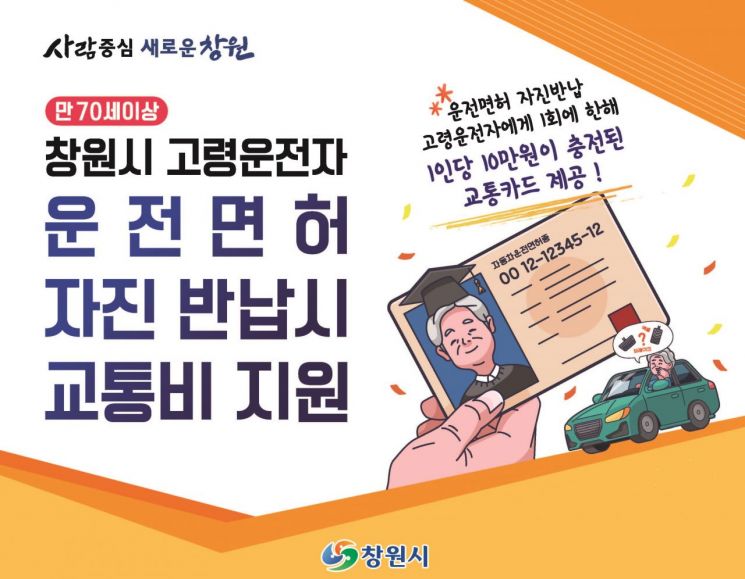 고령 운전자 운전면허 자진반납과 교통비 지급 포스터.(사진=창원시)