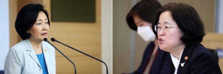 박영선 중기부 장관(왼쪽)과 조성욱 공정위원장.(자료사진)