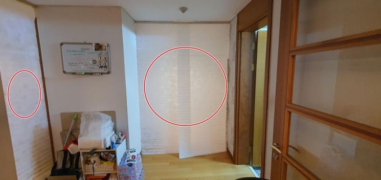 유공구민으로 선정된 최성숙 주부가 자택에 방역을 위해 설치한 부직포 가림막