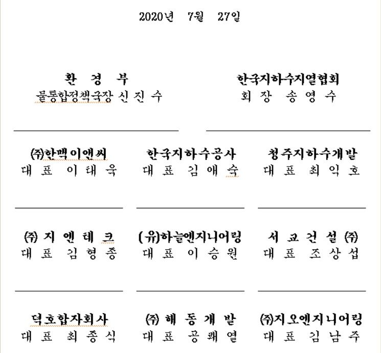 자발적 협약을 한 정부와 지하수 업계.(자료=환경부)