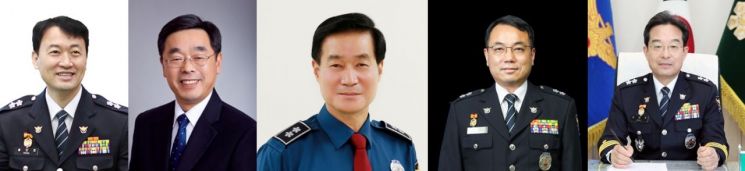 왼쪽부터 송민헌 경찰청 차장, 장하연 서울청장, 진정무 부산청장, 김병구 인천청장, 최해영 경기남부청장./경찰청 제공