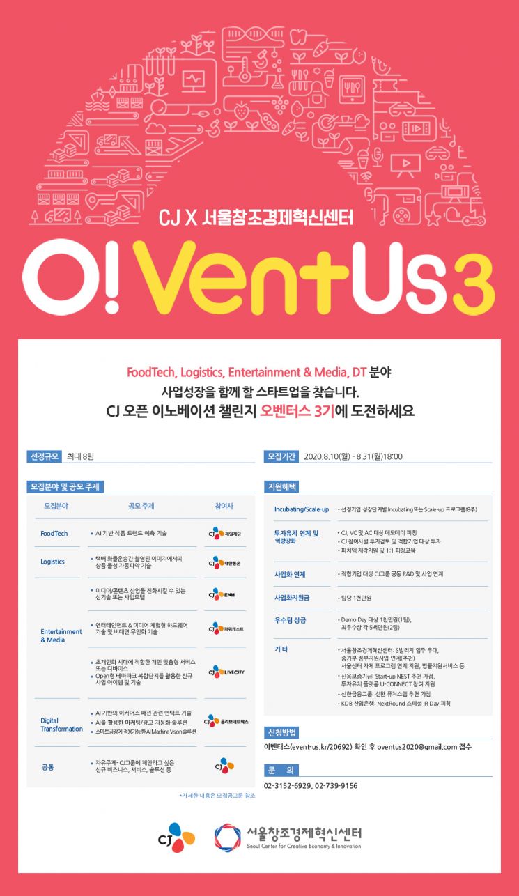 CJ그룹, 스타트업 지원 오픈 이노베이션 플랫폼 ‘오벤터스’ 3기 모집