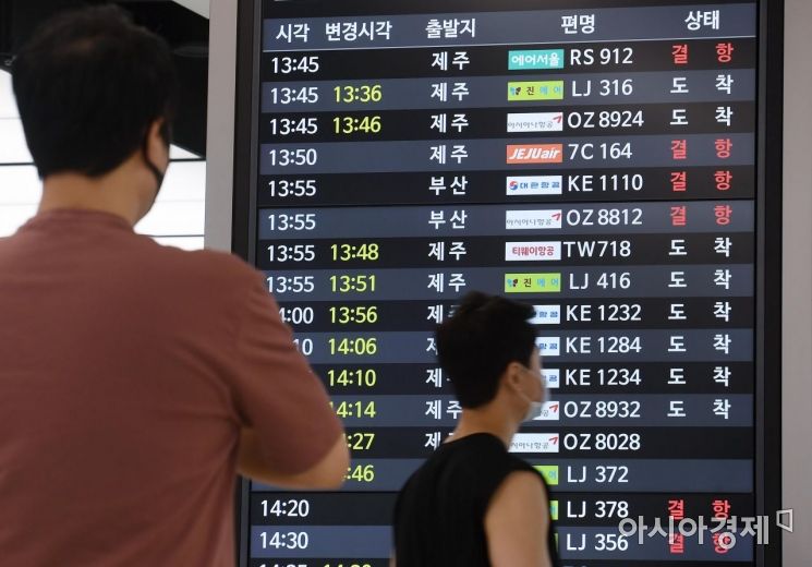 [포토] 제주·부산 발 항공기 결항