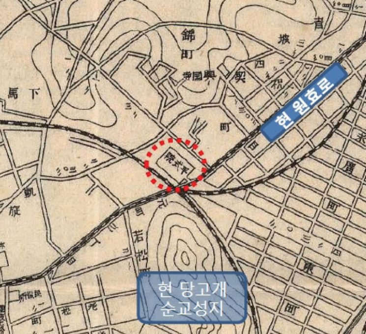 용산합병경성시가전도(1911)에 표기된 평식원 위치도