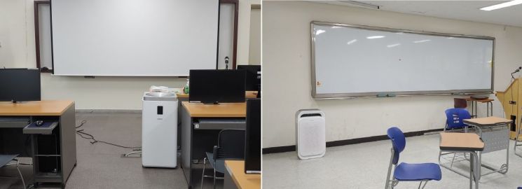 서울교대 강의실에 설치된 교원그룹 '웰스 공기청정기'