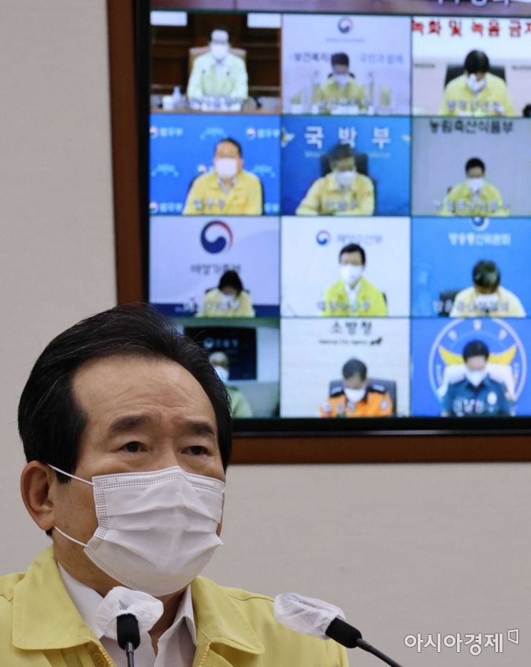 정세균 국무총리가 11일 오전 서울 종로구 정부서울청사에서 열린 코로나19 대응 중앙재난안전대책본부 회의에 참석해 발언하고 있다./강진형 기자aymsdream@