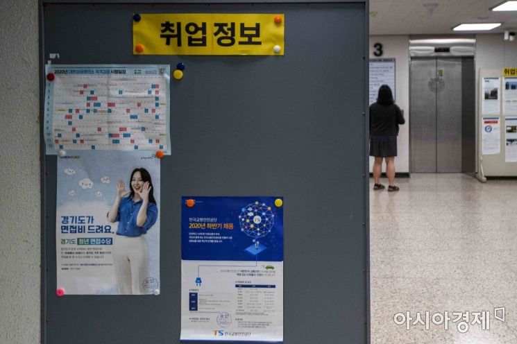 신종 코로나바이러스감염증 사태 장기화에 따른 구직난이 이어지고 있는 가운데 서울 한 대학 취업게시판에 취업정보가 게시되고 있다./강진형 기자aymsdream@