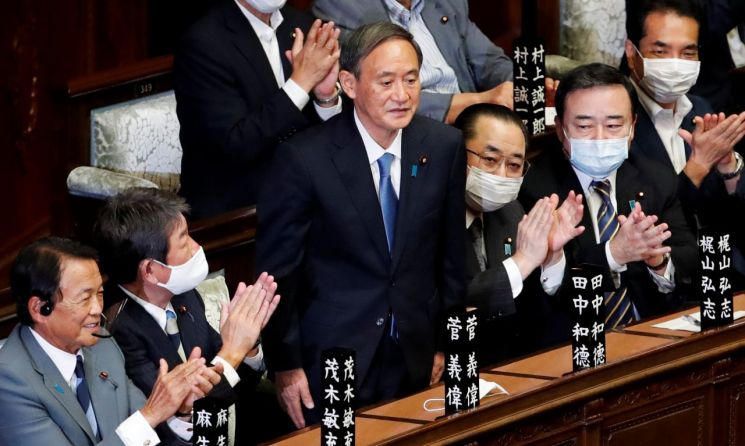 16일 일본 총리로 선출된 스가 요시히데 자민당 총재 [이미지출처=로이터연합뉴스]