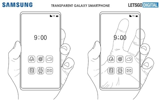 네덜란드 IT매체 레츠고디지털에서 공개한 삼성전자 투명 스마트폰 렌더링 이미지