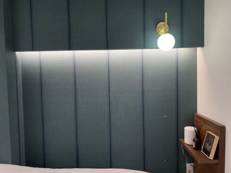 간접 조명으로 분위기를 살린 A고객의 침실. [사진=한샘]