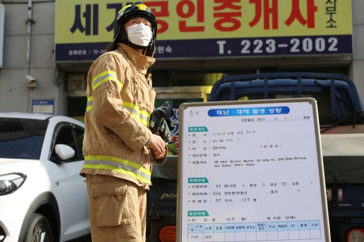 [포토] 울산 33층 주상복합아파트 진화 현장