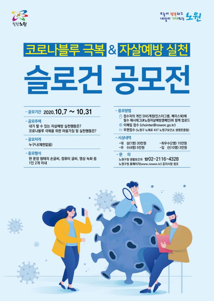 노원구, 코로나블루 극복 & 자살예방 슬로건 공모