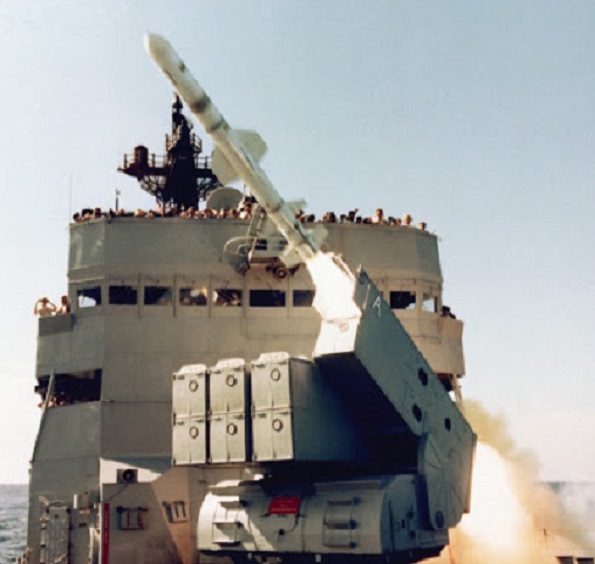 미군의 지대함 미사일인 AMG-84 하푼미사일의 모습[이미지출처=미 해군 홈페이지]