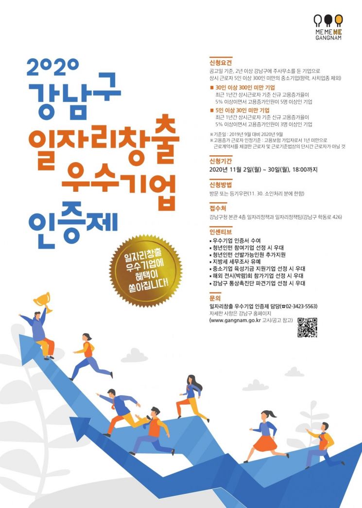 강남구, 일자리 창출 앞장서는 중소기업 모집