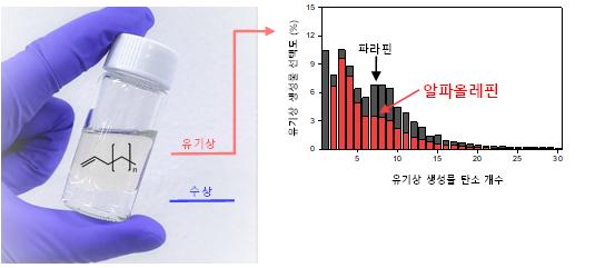 부생가스와 CO2 동시전환을 통해 얻어진 액체 생성물.