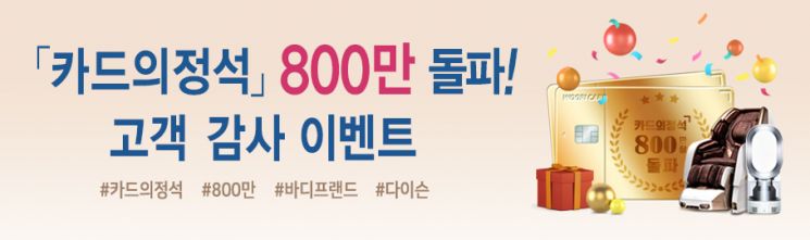 우리카드 '카드의정석' 800만좌 달성…"추첨통해 안마의자 드려요"
