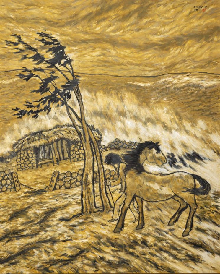변시지 '폭풍', 1989, Oil on canvas, 160x130㎝(100호)  [사진= 가나아트 제공]