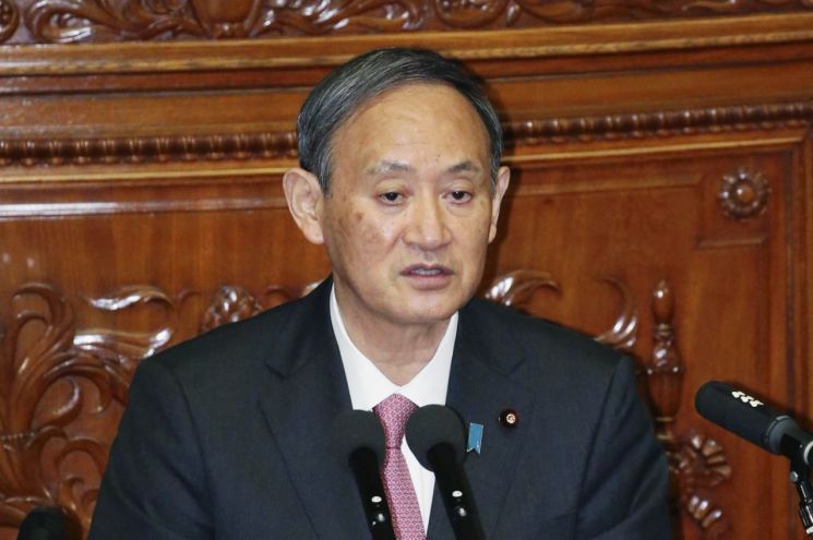 스가 요시히데 일본 총리 [이미지출처=AP연합뉴스]