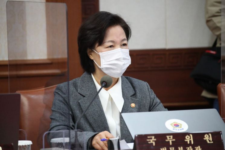 추미애 법무부 장관이 10일 정부서울청사에서 열린 국무회의에 참석해 정세균 국무총리의 발언을 듣고 있다. [이미지출처=연합뉴스]