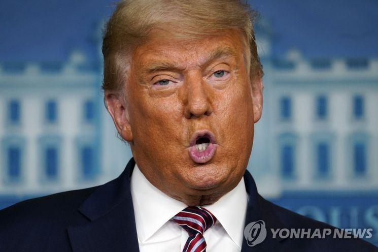 지난 5일 기자회견 당시 도널드 트럼프 미국 대통령. [이미지출처=연합뉴스]