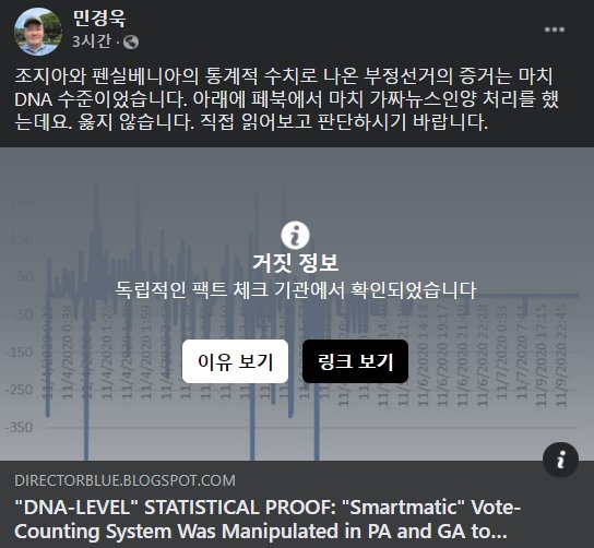 '민트동맹' 위기?…민경욱 "美 대선 부정선거" 공유글, 페북서 차단