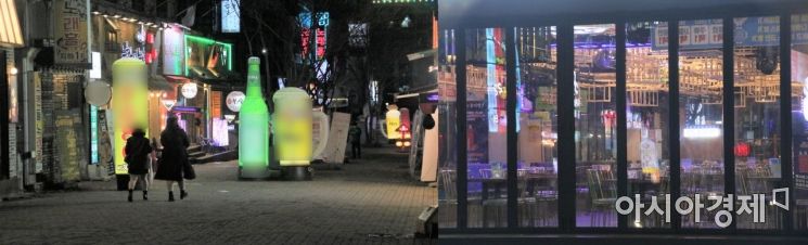 지난 19일 오후 9시께 광주광역시 최대 유흥가인 서구 상무지구가 평소와는 달리 한산한 모습을 보이고 있다. 지난 10일부터 상무지구 유흥업소를 중심으로 코로나19 확진자가 발생하면서 시민들이 지역 내 다른 유흥가로 몰리는 이른바 풍선효과의 우려가 발생하고 있다.
