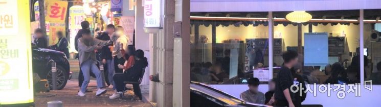 지난 19일 오후 10시께 광주광역시 유흥가 중 하나인 광산구 첨단지구가 코로나19 확산 우려에도 불구하고 시민들로 북적이고 있다. 지난 10일부터 상무지구 유흥업소를 중심으로 코로나19 확진자가 발생하면서 시민들이 지역 내 다른 유흥가로 몰리는 이른바 풍선효과의 우려가 발생하고 있다.