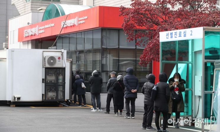 [포토]주말 선별진료소 대기하는 시민들 