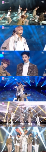 지난 29일 SBS '인기가요'에 출연한 업텐션. 사진=티오피미디어 제공.