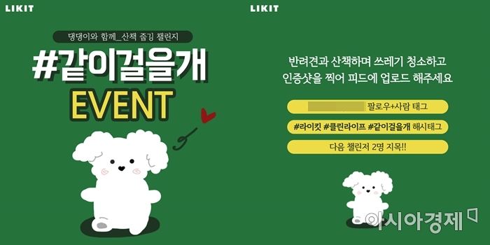 라이킷, 12월 '클린라이프' 캠페인 실시 "반려동물과 플로깅해요!"