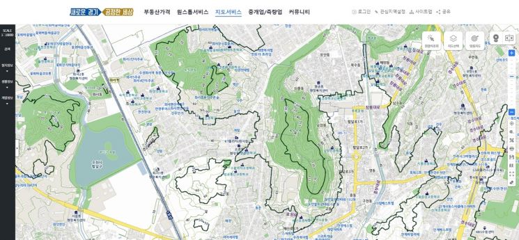 경기부동산포털, 영문지도·등고선지도 신규 서비스