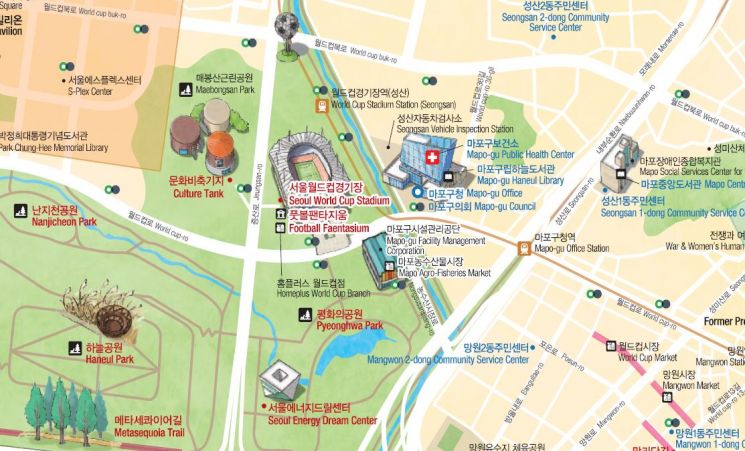 마포구 테마지도 중 일부