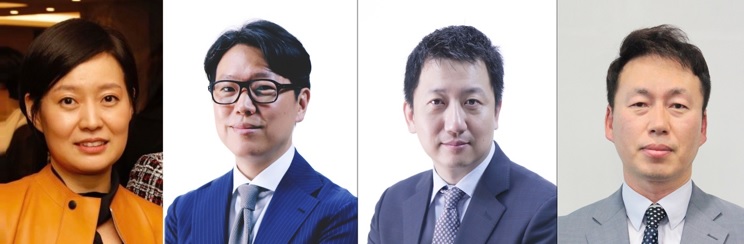 사진 왼쪽부터 한미약품 임주현 사장, 한미약품 임종훈 사장, 한미헬스케어 박준석 부사장, 온라인팜 우기석 부사장.