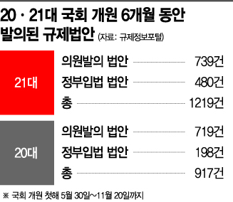 규제법안, 6개월간 1219건 쏟아졌다