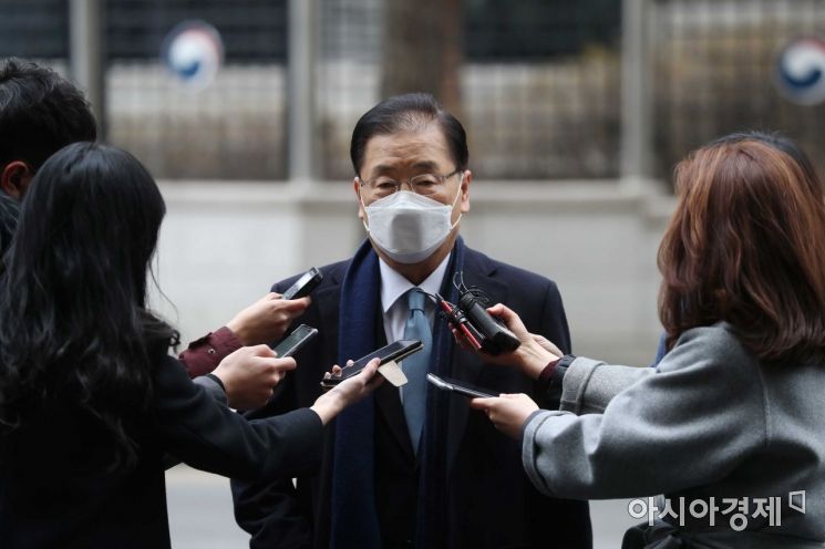 [포토]출근하는 정의용 후보자 