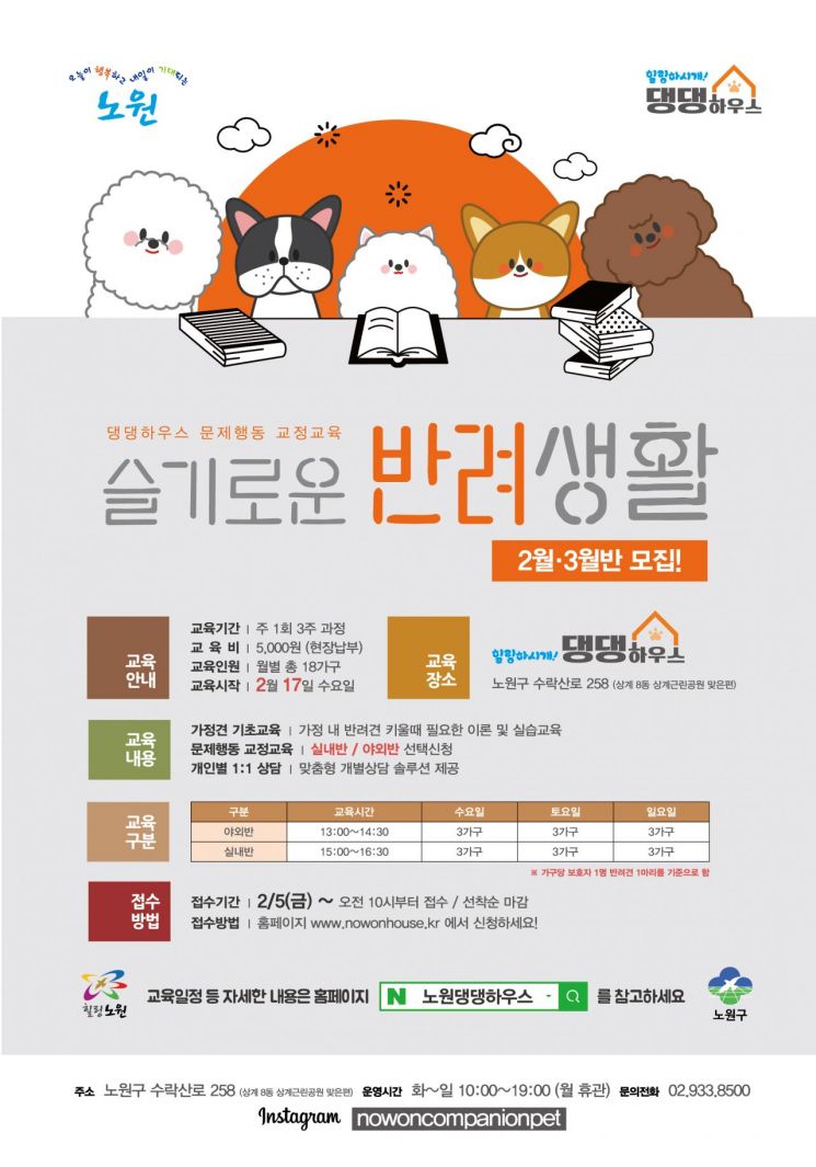 노원구, 반려견 행동 교정 프로그램 ‘슬기로운 반려생활’ 운영  