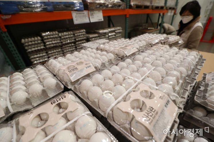 고병원성 조류인플루엔자(AI) 확산으로 급등한 계란 가격을 안정화하기 위해 수입된 미국산 계란이 8일 서울 서초구 한 창고형 할인매장에서 판매되고 있다. /문호남 기자 munonam@