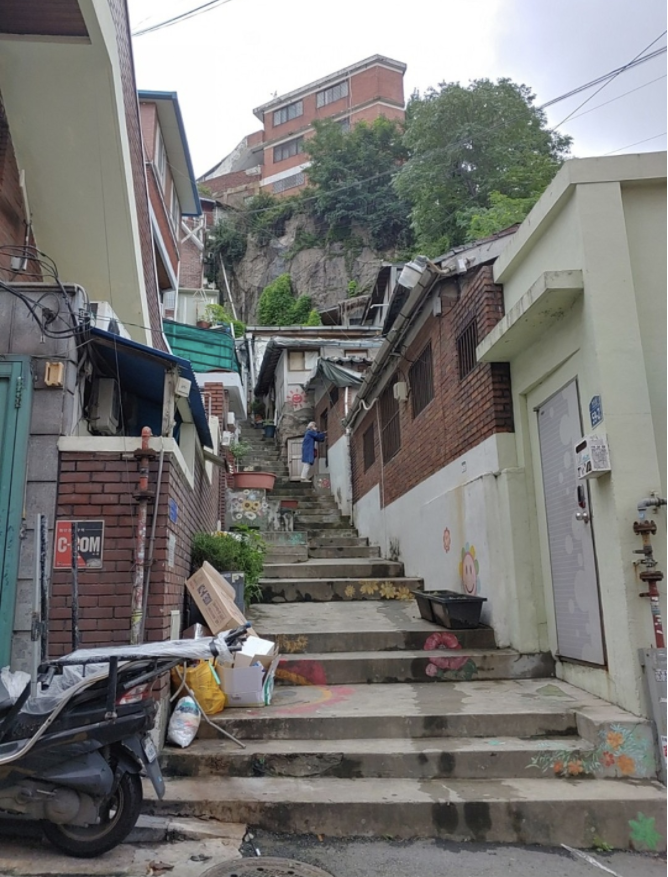 서울 종로구 창신동 일대 주택가 모습. 노후화된 주택 외벽에 벽화가 그려져있다. (사진=커뮤니티 캡쳐)