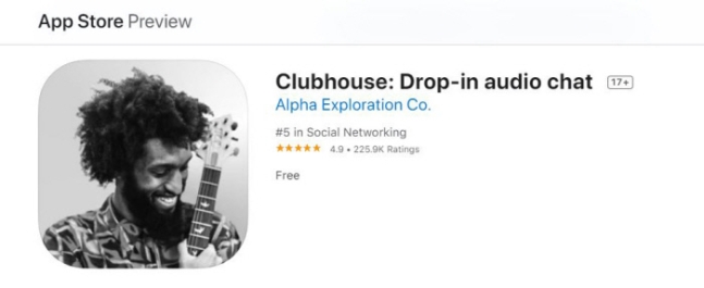 애플 아이폰 앱스토어에서 다운받을 수 있는 '클럽하우스'의 화면. 사진=인터넷 홈페이지 캡쳐