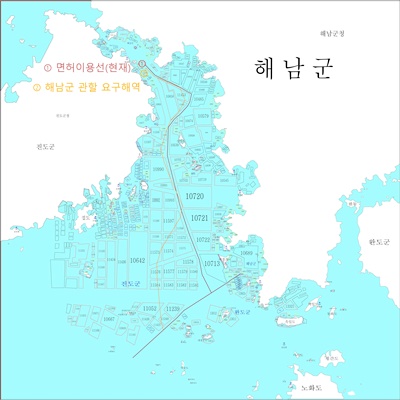 만호해역 권한쟁이 심판 청구 도면 (사진=해남군 제공)