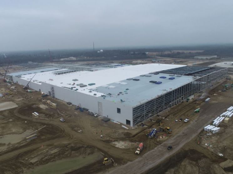 The electric vehicle battery joint venture 'Ultium Cells' factory being built by LG Energy Solution and General Motors (GM) in Ohio, USA. (Photo by LG Energy Solution)