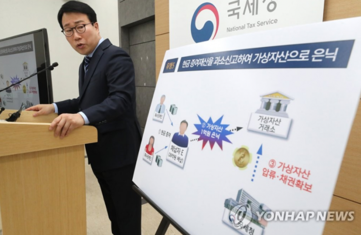 15일 정철우 국세청 징세법무국장이 비트코인 등 가상자산을 이용해 재산을 은닉한 고액체납자 2,416명에 대한 366억 원의 현금징수와 채권을 확보했다고 밝혔다. [이미지출처=연합뉴스]