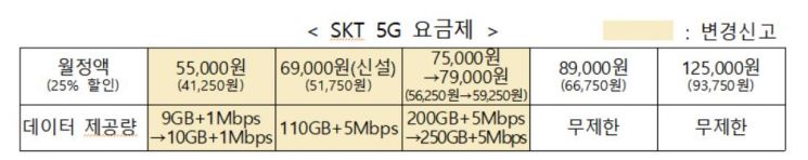 과기부, SKT 헤비유저용 5G 중저가요금제 2종 수리